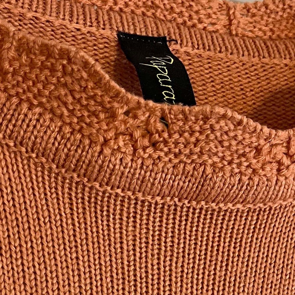 Paparazzy Cinnamon Brown Mock-Neck Sweater Crochet Arms Size M (est) - Picture 4 of 7
